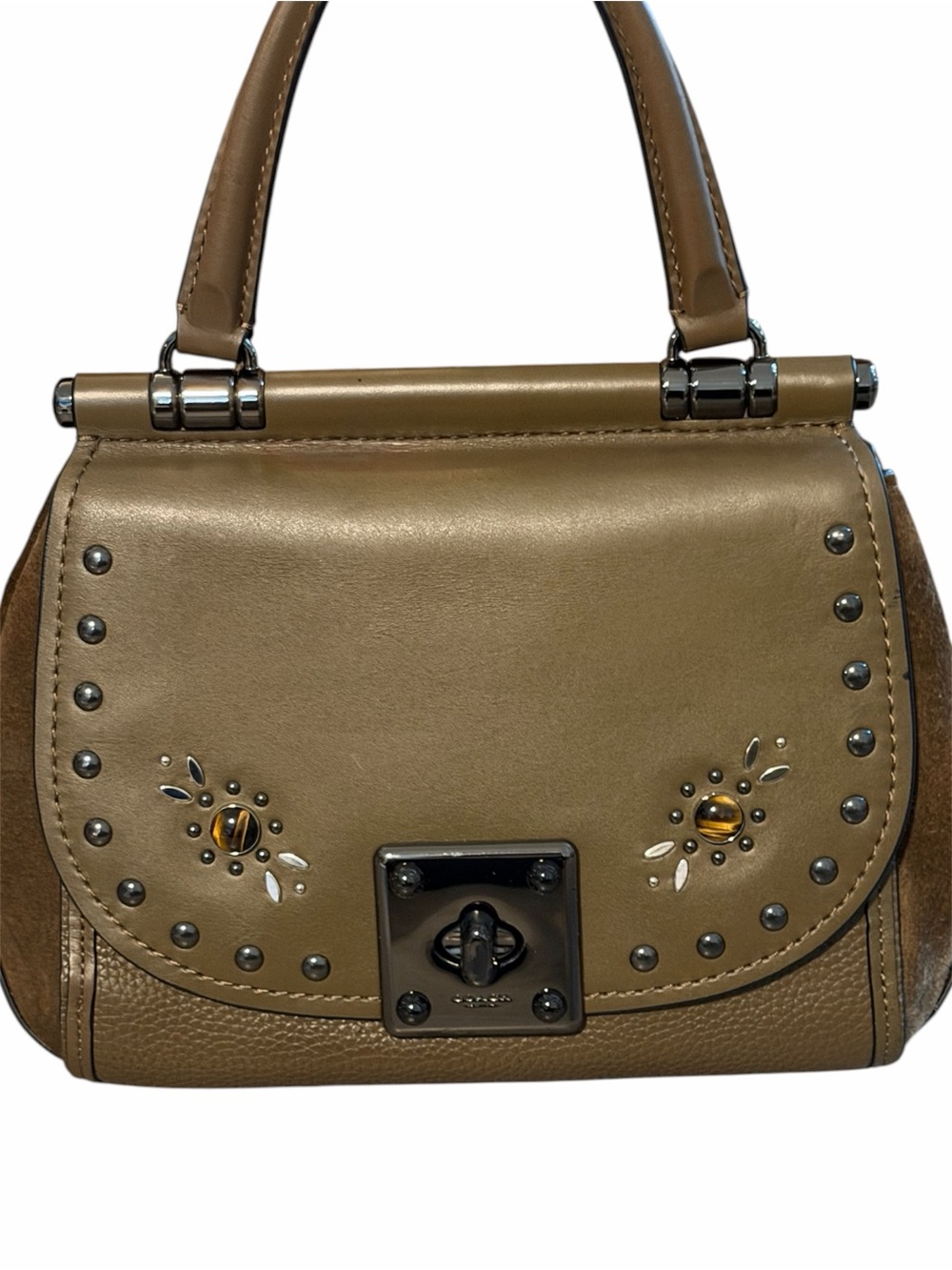 Coach Drifter Top Handle Satchel & Wristlet with Western Rivets & Tigers Eye - Picture 3 of 16